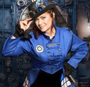 Doctor Who TARDIS cosplay in steampunk style