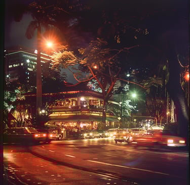 Night-time scene in Asian city in 1978