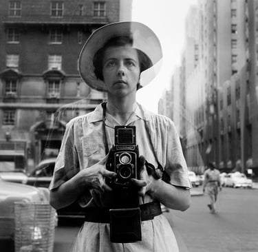 Self portrait by and of renowned street photographer Vivian Maier