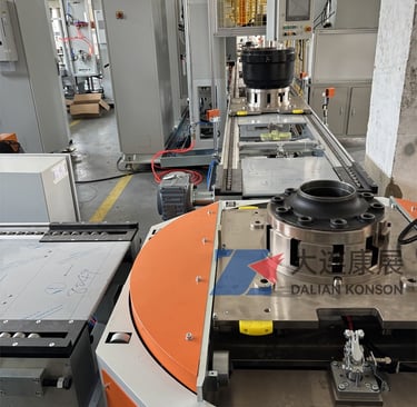 Fully automated robotic assembly line for trailer wheel hub modules