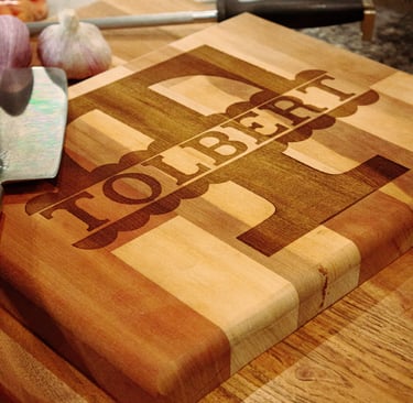 Cutting board with chef name
