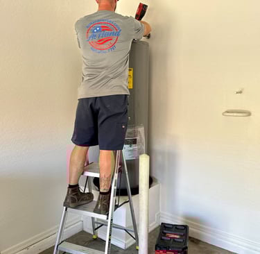 Water heater being replaced in a home