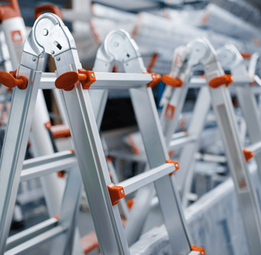 aluminum ladder plastic ladder with a lot of tools and tools