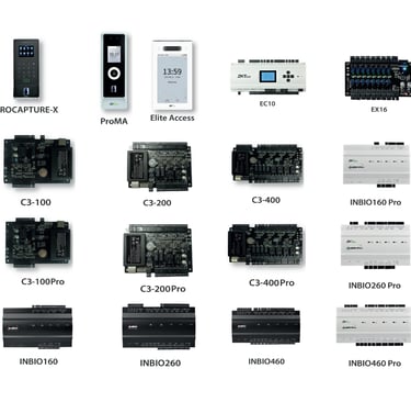 a bunch of different types of access controls from ZK TECO Brand