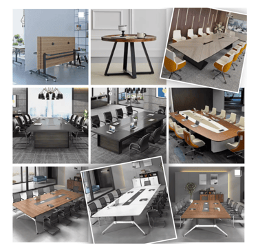 a collage of a variety of office furniture