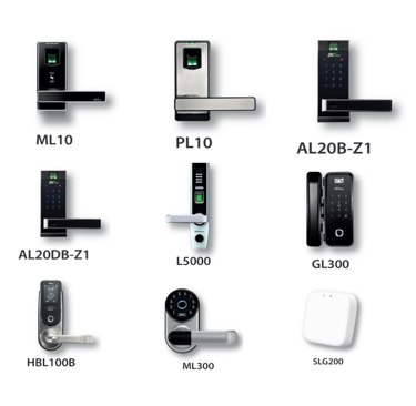 a bunch of different types of access controls and smart locks from ZK TECO Brand