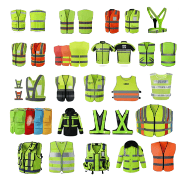 a variety of safety vests and vests