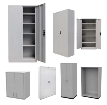 a variety of metal cabinets and cabinets