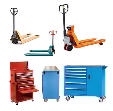 a variety of tools and hand pallets and tools cabinets and tools drawersof different types of tools