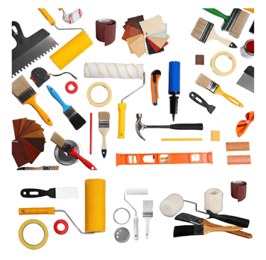 a variety of painting tools and tools for home improvement