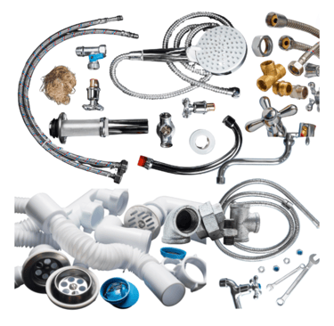 a variety of plumbing products including a shower head