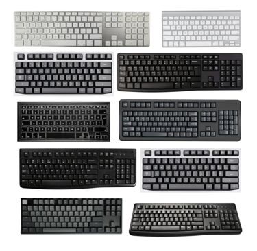 a variety of keyboards and keyboards are shown in this image