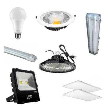 a variety of lighting fixtures including a light bulb and a lamp