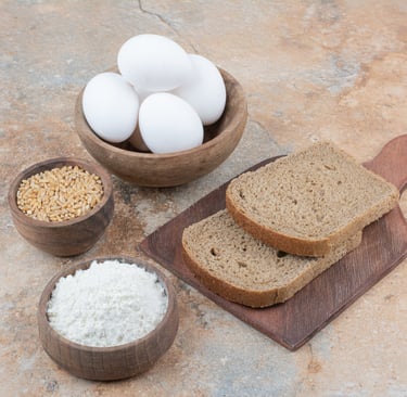 Fargerik bord med gluten mat.