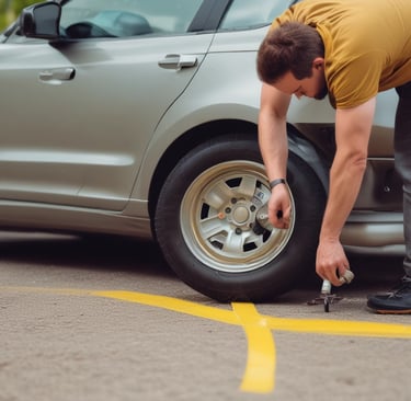 a close up of a tire on a car