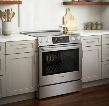 Kitch with kitchen cabinet and a Bosch stove