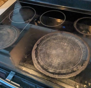 Black range cooktop