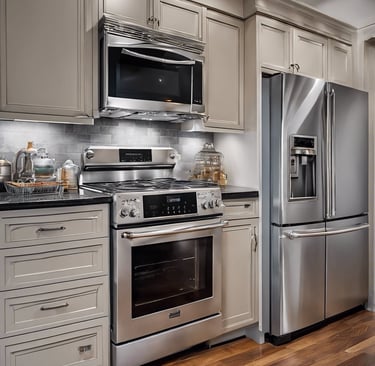 a kitchen with stainless steel appliances