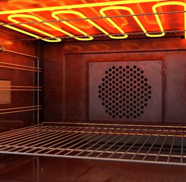 a stove baking element is on and seems very hot