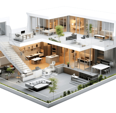 An image of a furnished cutaway house