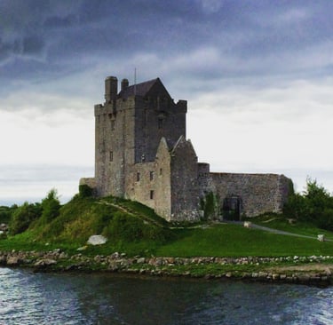 a castle with a castle in the background