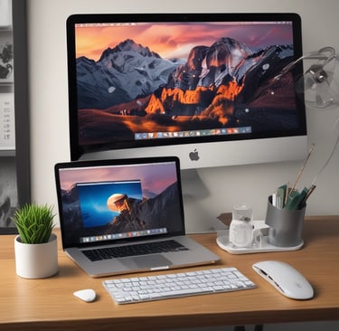 MacBook Air beside gold-colored study lamp and spiral books