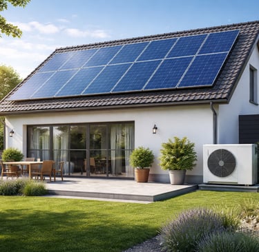 maison en bretagne avec autoconsommation panneau solaire et pompe à chaleur avec contrat électricite