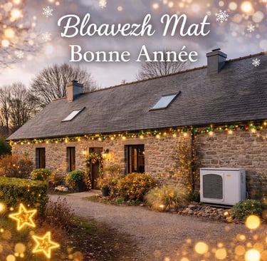 maison en Bretagne longère bretonne avec pompe à chaleur renové