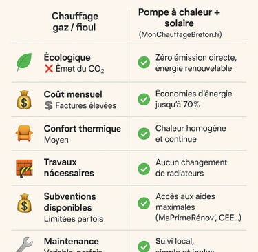 infographie solution chauffage en Bretagne comparateur
