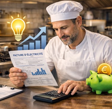 Restaurateur breton à Rennes qui analyse sa facture électricité