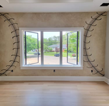 Bespoke baseball mural by Marcine for a teen's bedroom in Union County, NJ