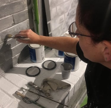 marcine painting a fireplace in monmouth county nj