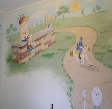 nursery rhyme mural hand-painted by marcine in east brunswick nj 