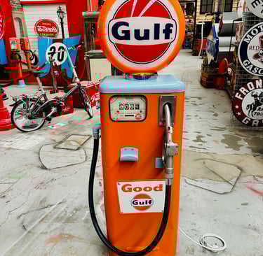 Restored American Gulf gasoline pump.Gulf gasoline pump,