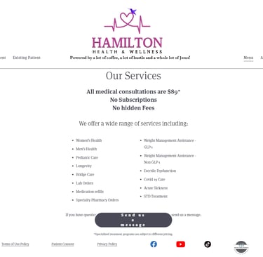 Hamilton Health's Old Services Page