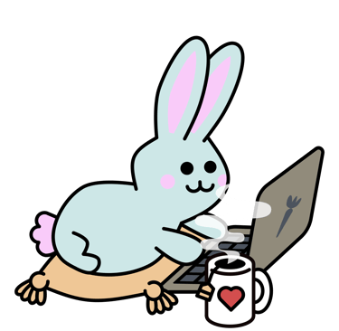 Composition jeux vidéo - Illustration lapin ordi par Antuwenn