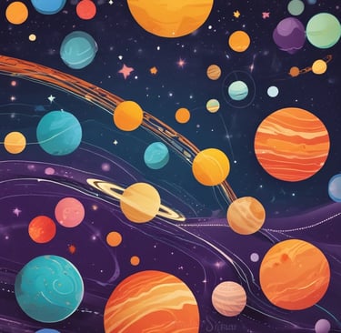 Interactive 3D solar system simulation interface showing planetary orbits.