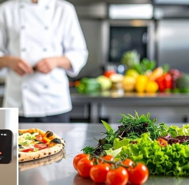 Chef using IoT-enabled equipment for efficient cooking operations