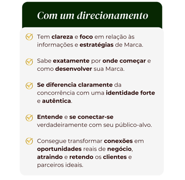 você terá clareza e foco para as estratégias da sua Marca