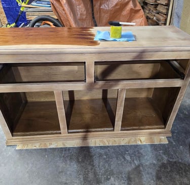 sanded and starting to restain