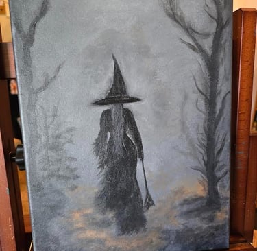 Halloween witch painting