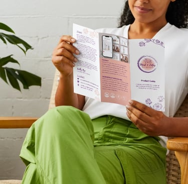woman reading a brochure