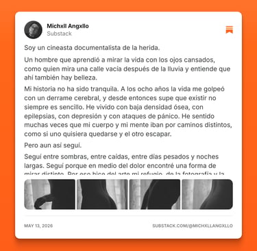 Substack text by Michxll Angxllo about being a filmmaker and pain.