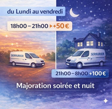 Forfait majoration Soirée et nuit Lundi au vendredi