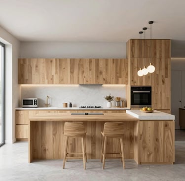 Contemporary kitchen design with sleek cabinetry and marble countertops