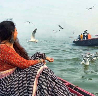 Morning Boating with siberian birds