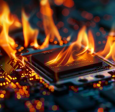 a microchip on fire