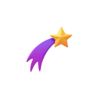a yellow star with a guide app purple streak