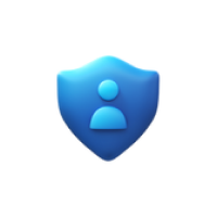 a guide app blue shield shield icon with a person in the center