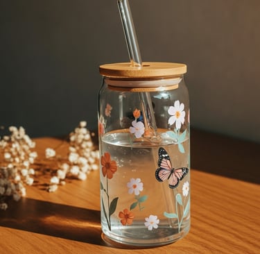 a glass tumber stylist, sippable and sustainable